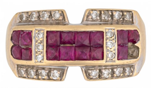18K White Gold Ruby and Diamond Ring