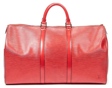 Louis Vuitton Keepall Black Stitching 50 Travel Bag