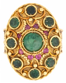 18K Emerald and Ruby Ring