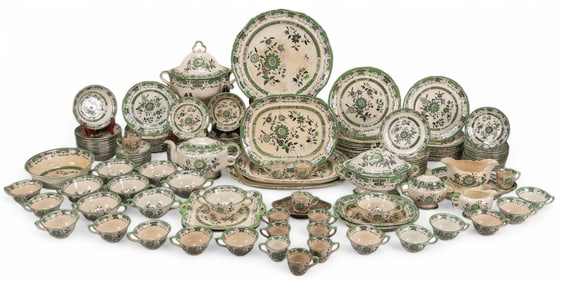 Collection of Mason's Ironstone Chartreuse Pattern China