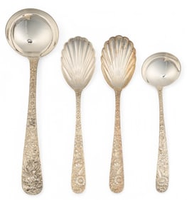 (3) "Repousse" by Kirk & Son Sterling Silver Serving Spoons