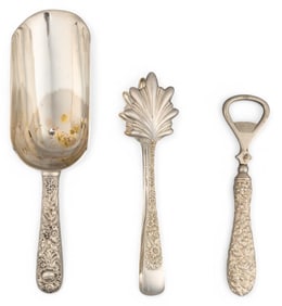 (3) "Repousse" by Kirk & Son Sterling Silver Serving Utensils