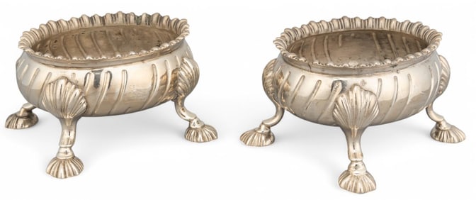 Pair of English Sterling Silver Master Salt Dishes