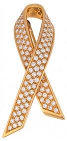 18K Folded Ribbon Diamond Brooch