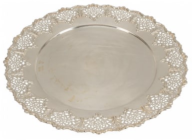 .800 Fine Silver Pierced Serving Tray