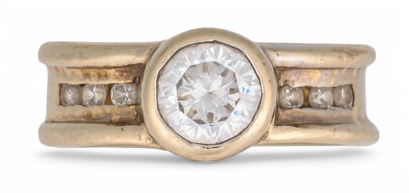 14K Diamond Bezel Engagement Ring