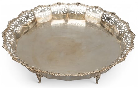 .800 Fine Silver Pierced Crest Platter