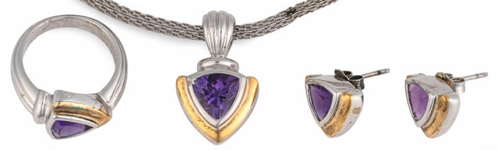 Sterling Silver and Amethyst Jewelry Suite