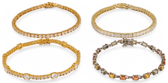 (4) Sterling Silver Gemstone Bracelets