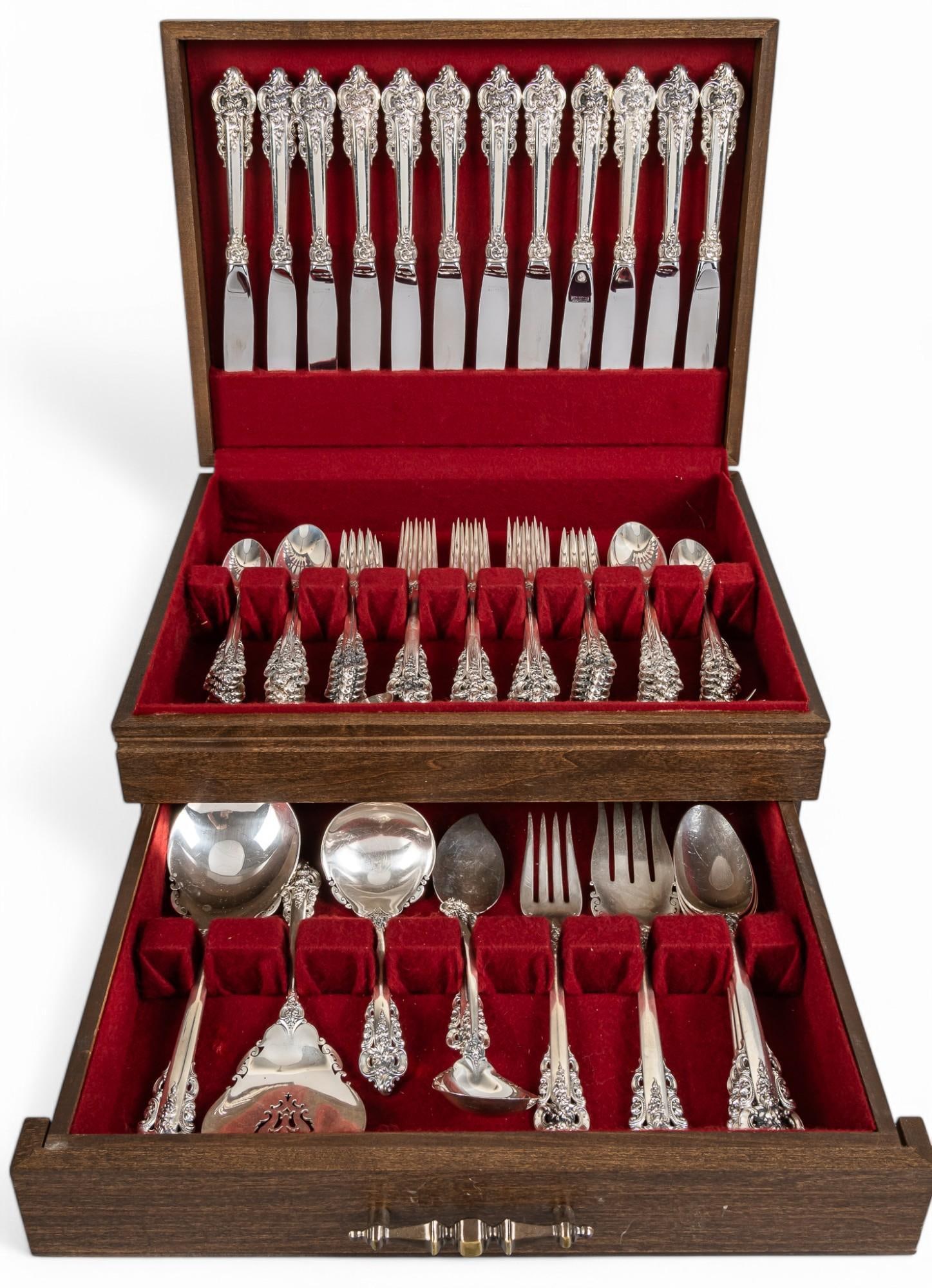 "Grande Baroque" By Wallace Silversmiths Sterling Silver Flatware set (1 of 14)