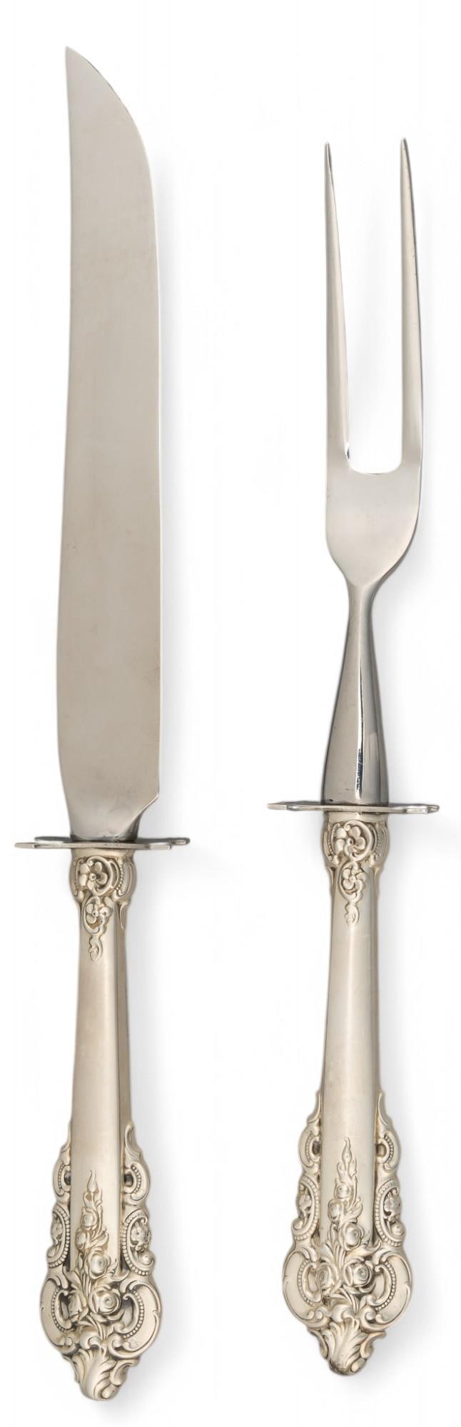 "Grande Baroque" By Wallace Silversmiths Sterling Silver (2) Piece Carving Set (1 of 3)