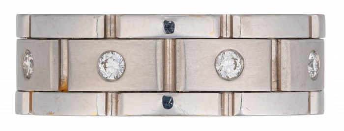 Mens 14K White Gold Diamond Band