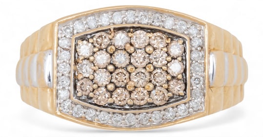 Men's 14K Canary and White Pave Diamond Ring