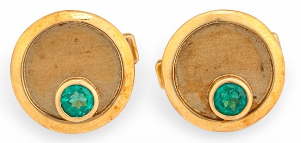 18K Emerald Cuff Links