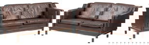 Pair of Brown Leather Couches
