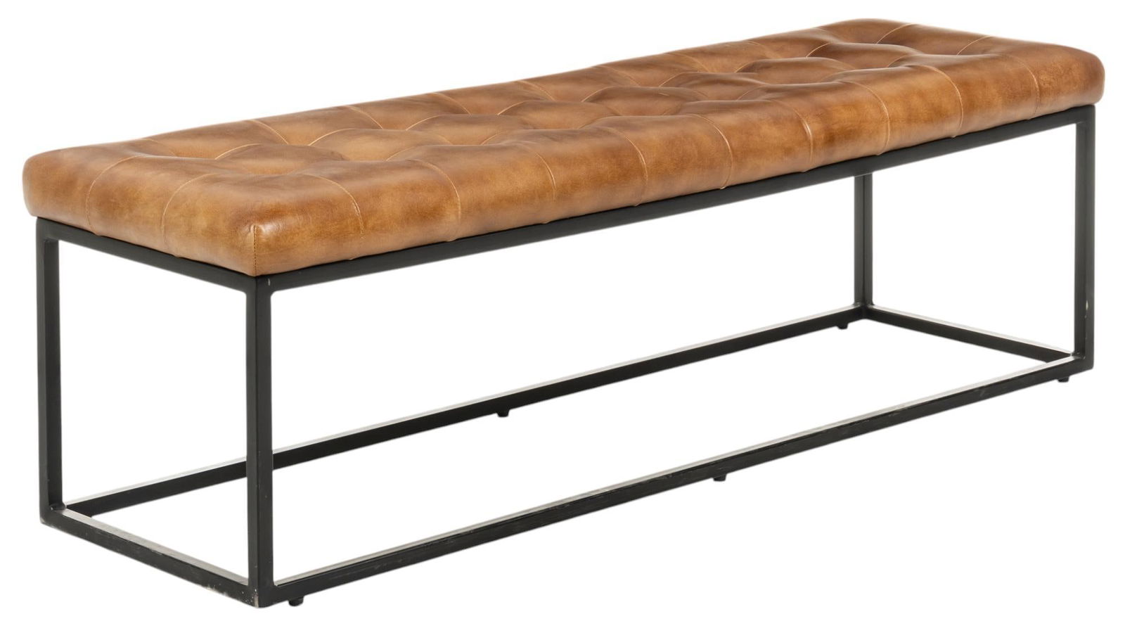Mid-Century Style Leather Bench (1 of 9)