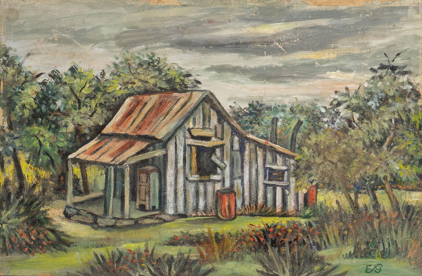 Vintage Texas Farmhouse Painting (1 of 5)