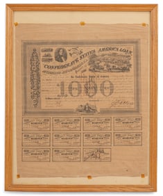 Framed Confederate States of America Loan Bond
