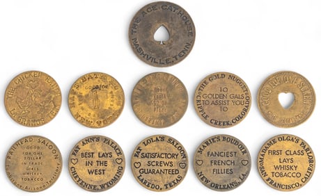 Collection of (11) Old West Brothel Tokens