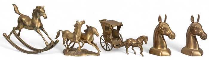 Set of (6) Brass Horse Figurines