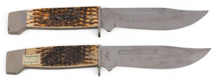 Pair of Case XX Hunting Knives with Leather Sheaths