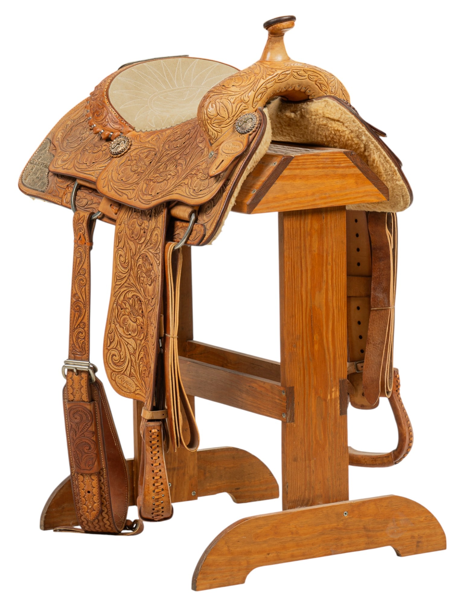 Ryon (USA) Tooled Leather Saddle (1 of 12)