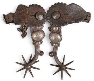 Pair of California Transitional Mexican Spurs with Heel Chains