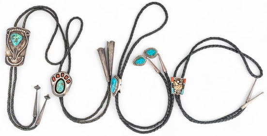 (4) Sterling Silver Bolo Ties