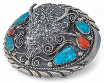 Sterling Silver Buffalo Head Belt Buckle