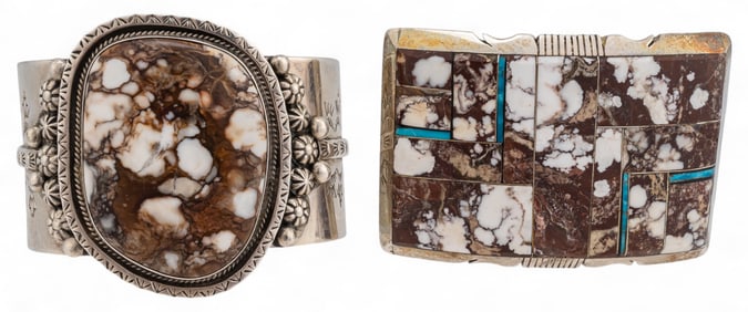 Sterling Silver Magnesite Cuff and Buckle Set