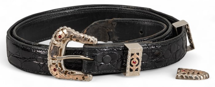 Black Exotic Leather Belt