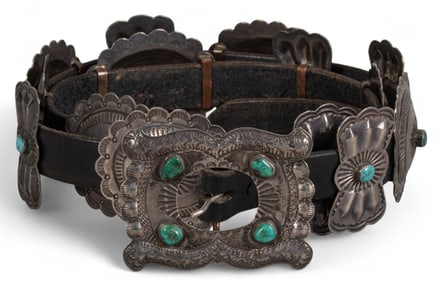 Sterling Silver & Turquoise Concho Belt