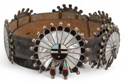 Zuni Style Sterling Silver Concho Belt