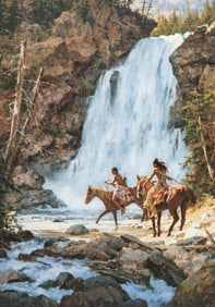 Howard Terpning, "Crossing Below the Falls"