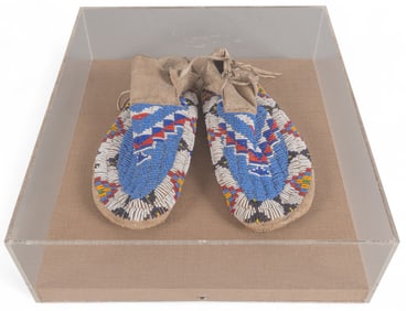 Pair of Beaded Brain Leather Mocassins