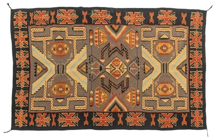 Red, Black, and Yellow Navajo Style Rug, 8 ft. 10 in. x 5 ft. 9 in.