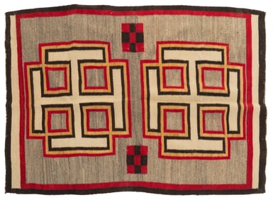 Native American Style Handwoven Geometric Rug, 6 ft x 4 ft 4 in.