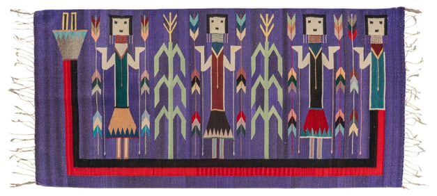 Blue, Red, and Green Navajo Rug, 6 ft. 3 in. x 3 ft. 1 in.