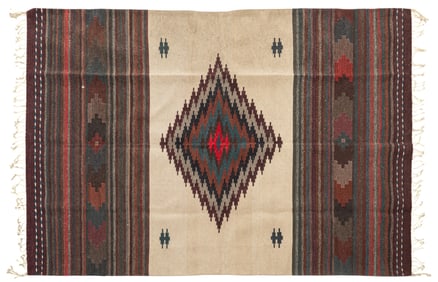 Red, White, Black, and Green Navajo Style Rug, 9 ft. 2 in. x 6 ft. 2 in.