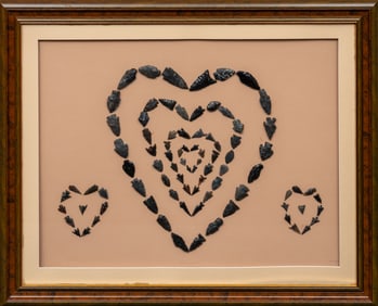 "Native Loving Family" Framed Arrowhead Display