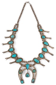 Sterling Silver Turquoise Squash Blossom