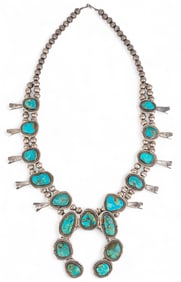 Sterling Silver Turquoise Squash Blossom