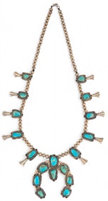 Old Pawn Sterling Silver Turquoise Squash Blossom