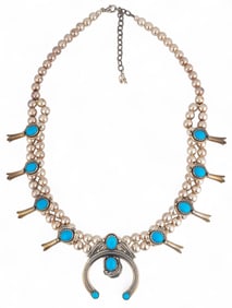 Sterling Silver Turquoise Squash Blossom