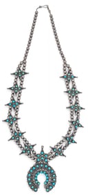 Zuni Style Sterling SIlver Turquoise Necklace