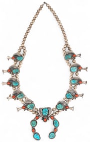 Sterling Silver Turquoise Squash Blossom