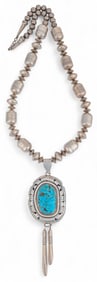 Jonathan Nez Sterling Silver Turquoise Necklace