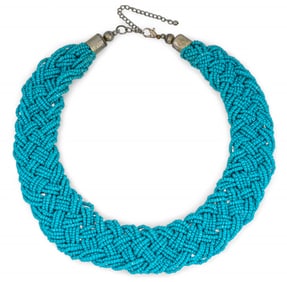 Woven Turquoise Bead Necklace