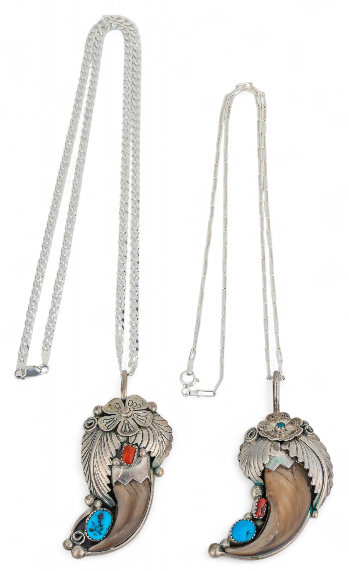 (2) Sterling Silver Bear Claw Necklaces (1 of 5)