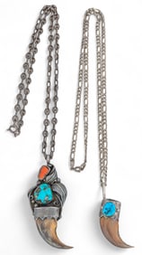 (2) Sterling Silver Bear Claw Necklaces